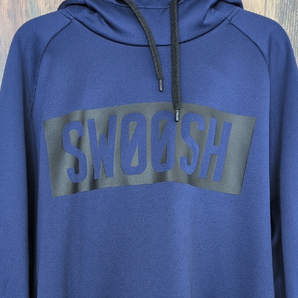 Nike Men's Navy Blue/Black SWOOSH High Neck Hoodie XL